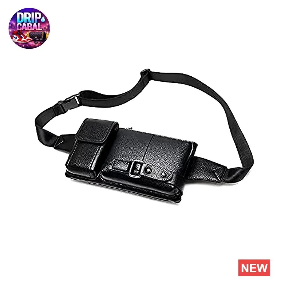 Men's Faux Leather Sling Bag Waterproof Crossbody Backpack Fanny Pack
